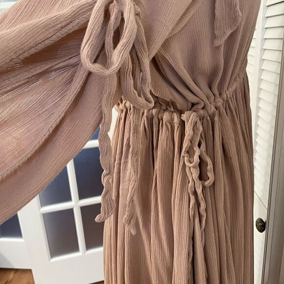 Free People Blush/Mauve Rayon Crinkle High-Low Flowy Dress Sz-S - Picture 8 of 14